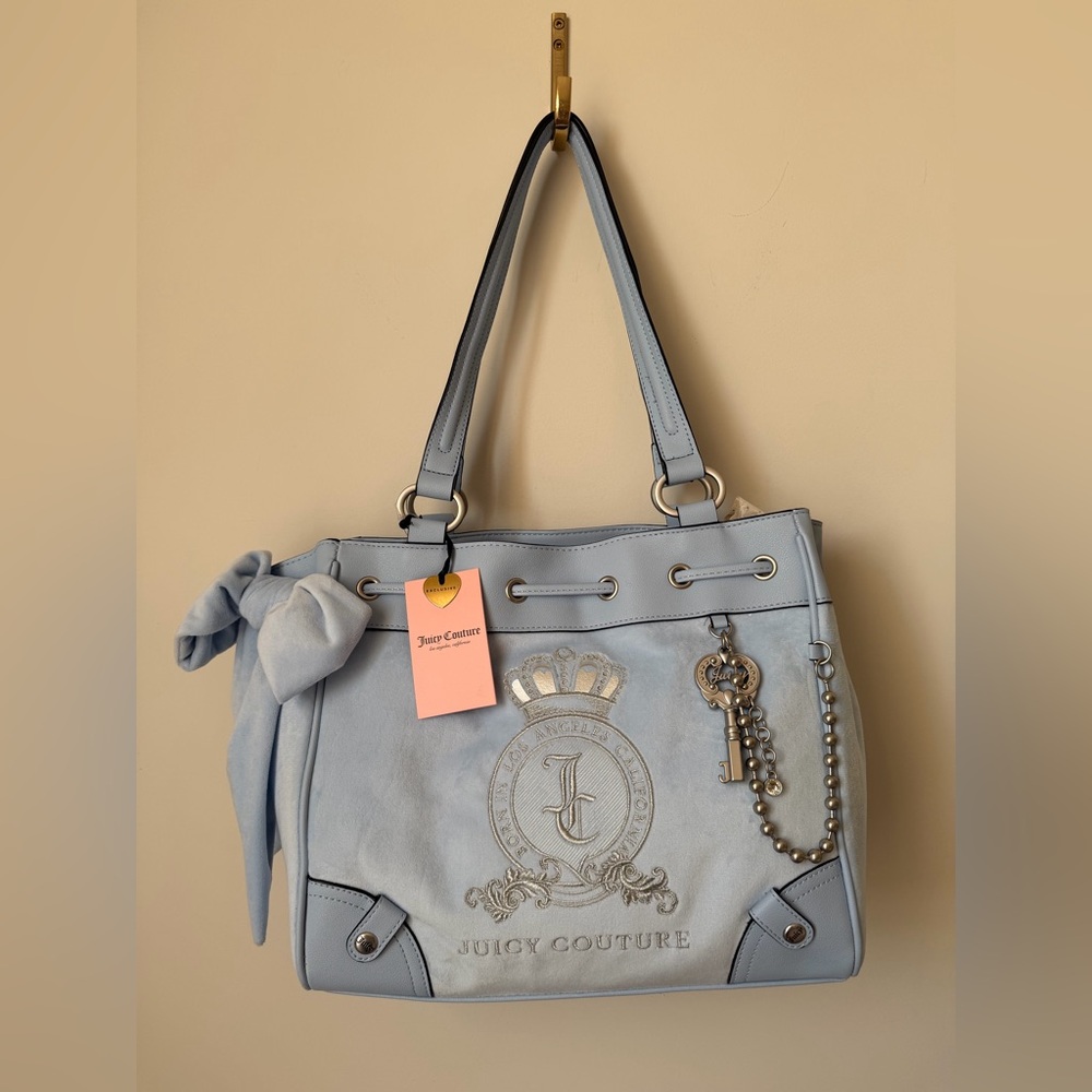 Baby Blue juicy Daydreamer Tote Bag with silver hardware